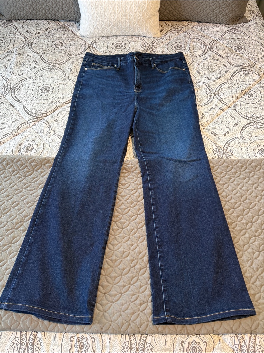 Good American 20 High-rise Women's Dark Blue Flare Jeans 29.5 inseam